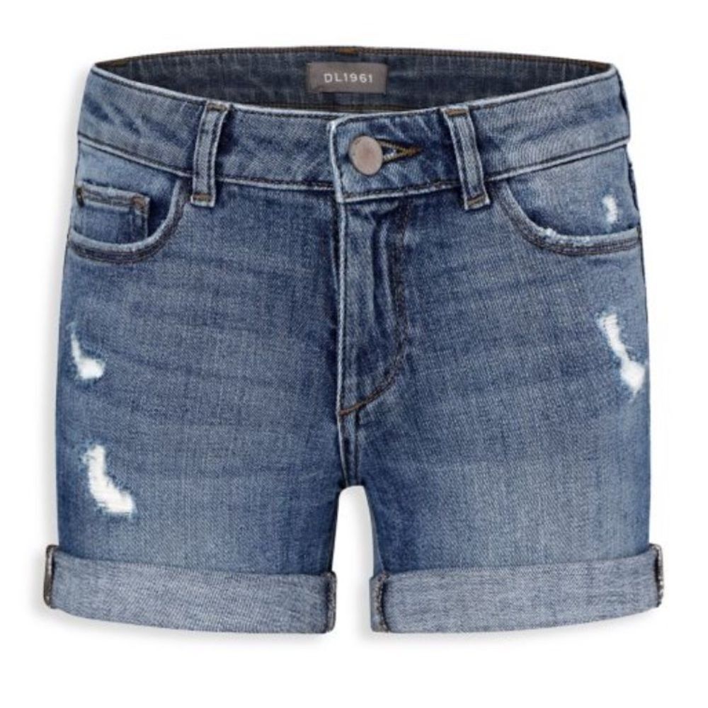 NWT DL1961 PREMIUM DENIM Girl's Distressed Cuffed Denim Shorts dorado